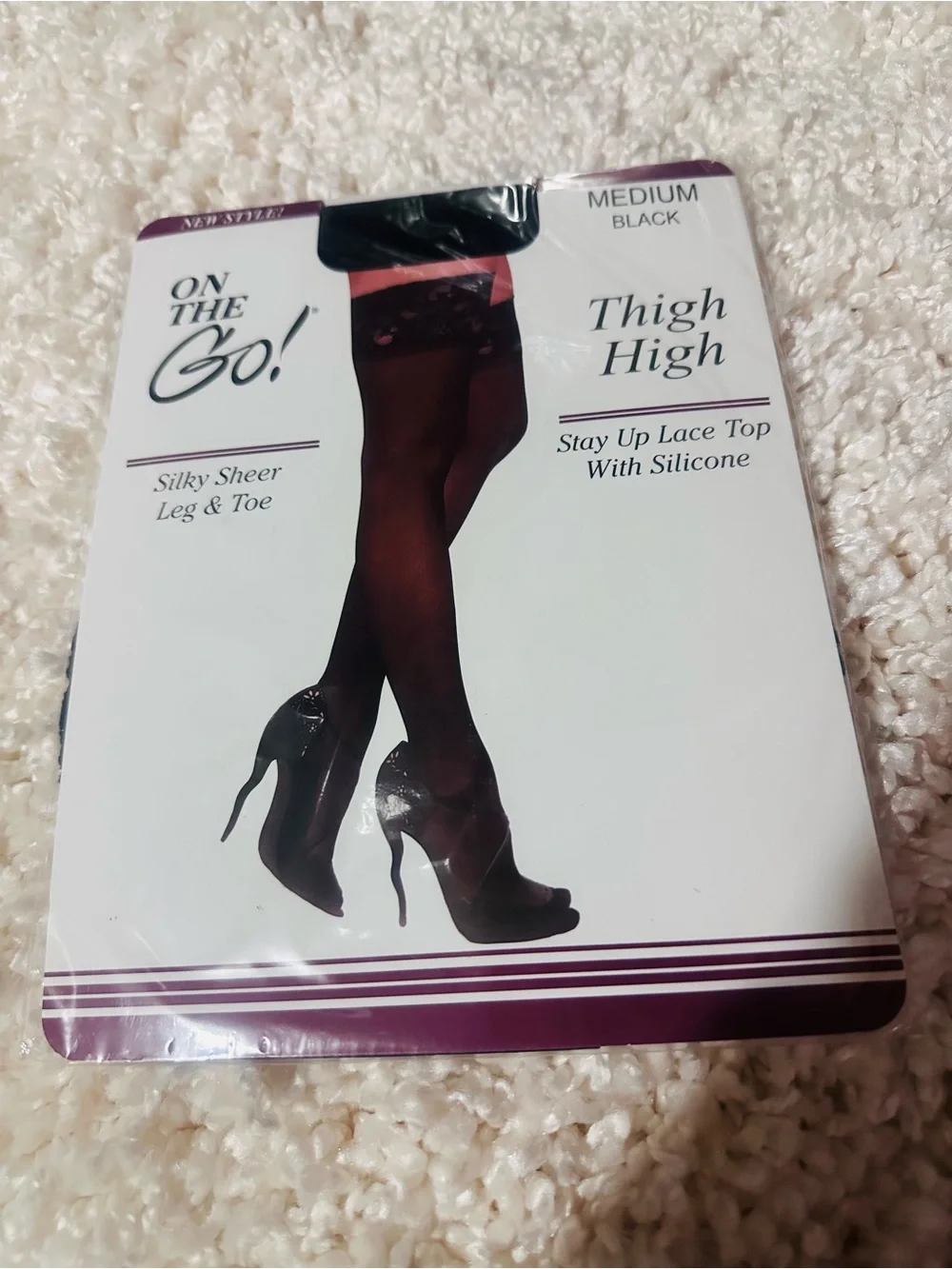Medium Black Thigh Highs — Stay-Up Lace Top with Silicone